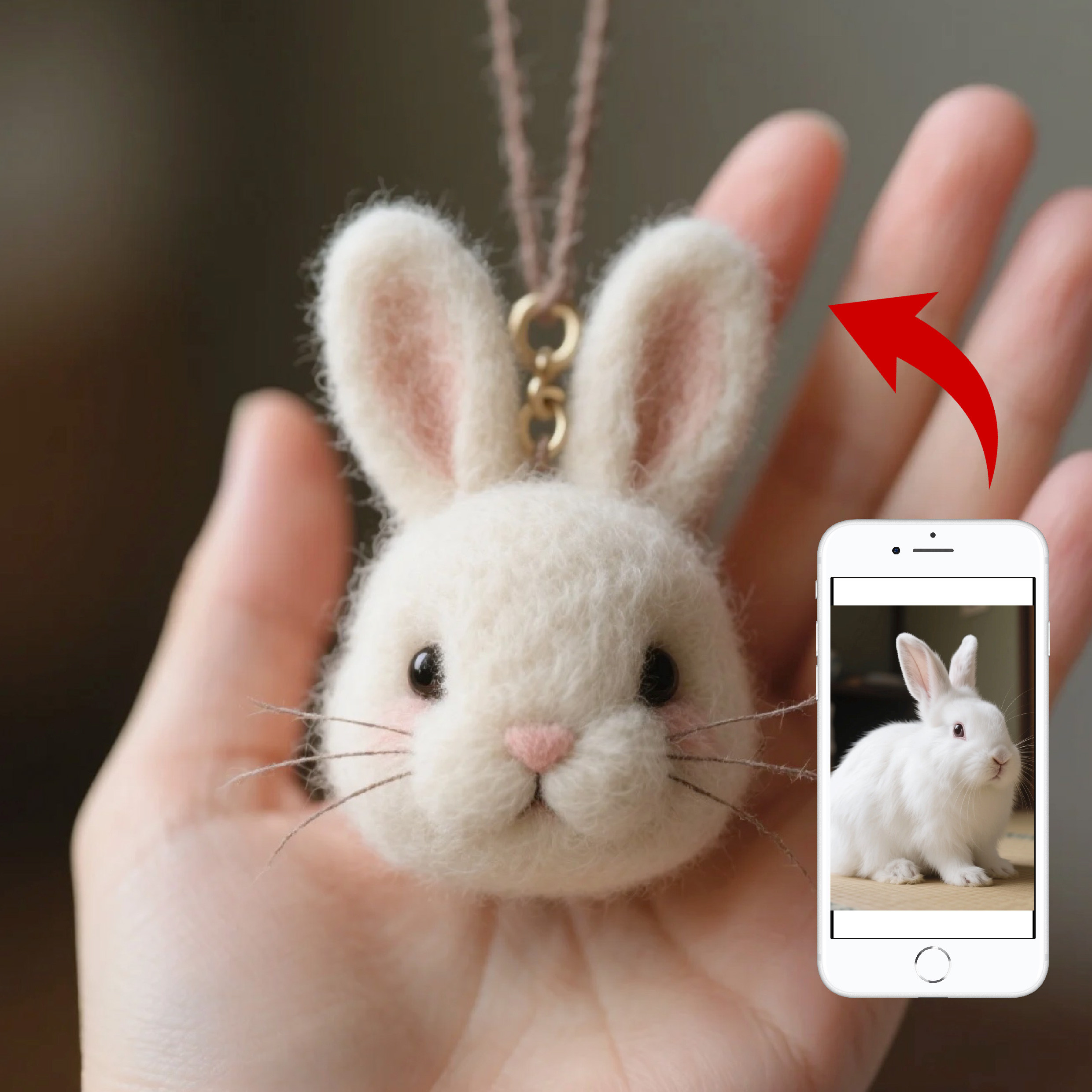 【オーダーメイド】ウサギフェルトチャーム｜忠実再現 可愛い ペット記念品 ずっと側に