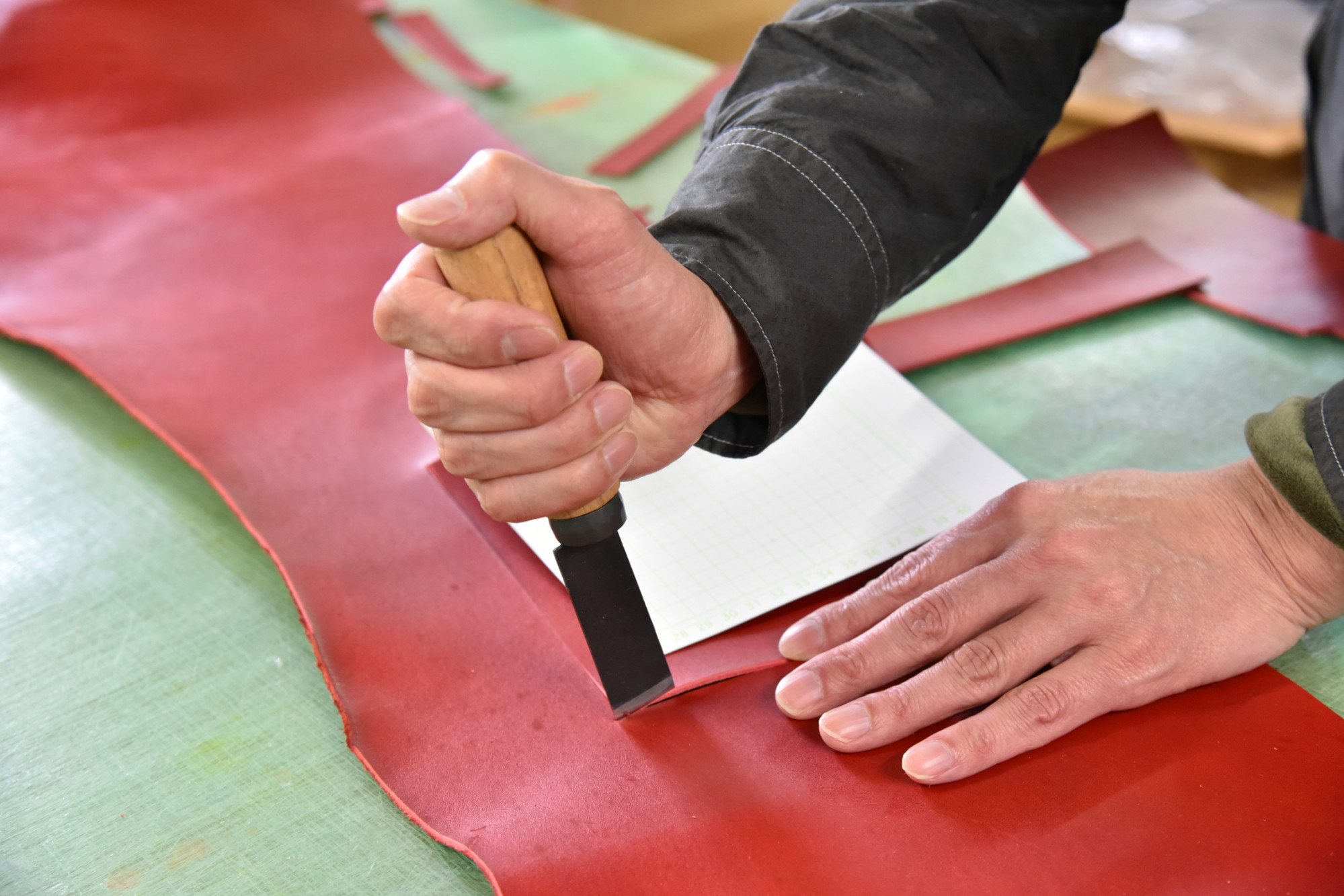 【八幡帆布鞄】革と高島産帆布で作ったトートバッグ レッド　Lサイズ