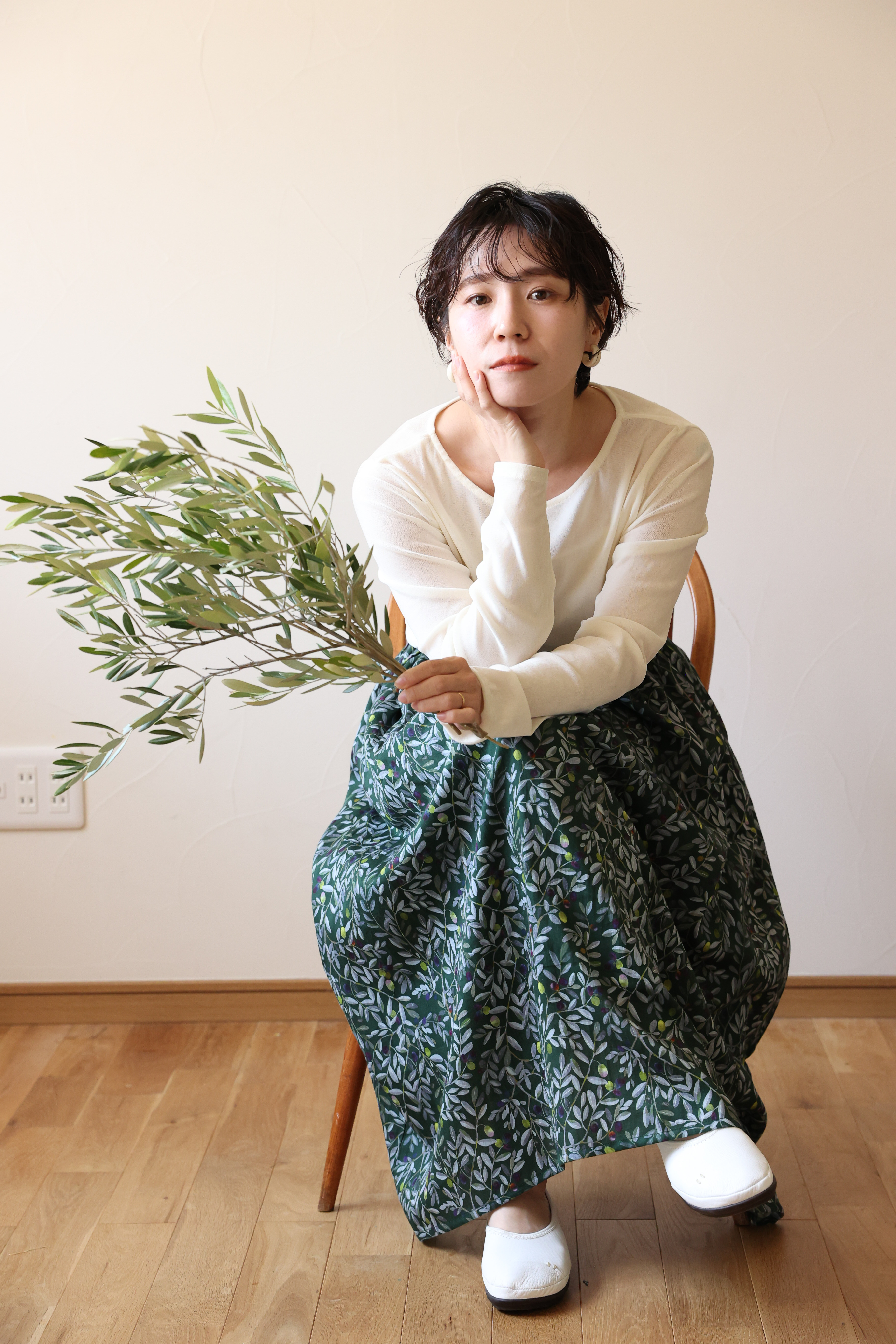 オーガニック・コットンの生地たっぷりスカート OLIVE