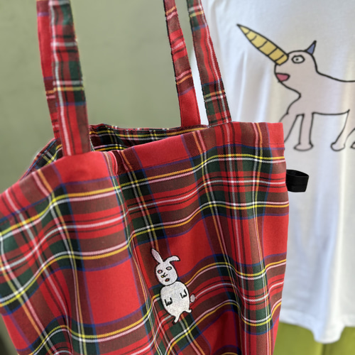巨匠動物園】タータンチェックの刺繍バッグ トートバッグ BESIDE 通販