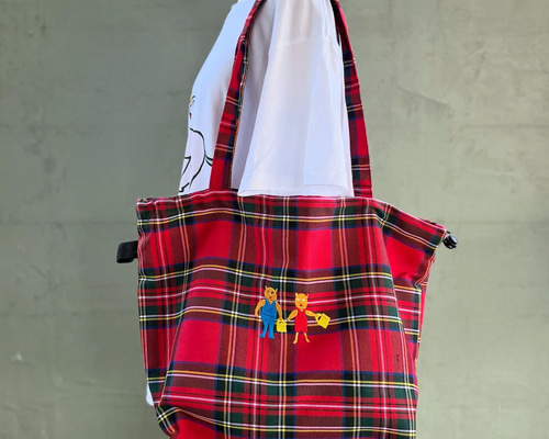 ＊Tページでございます＊タータンチェックパッチワークトート中＆大＊ MADRAS TOTE（RED*BEIGE） PATTERN CHECK バッグ