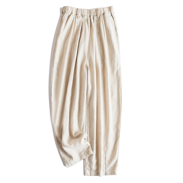 9分丈リネンパンツ　ゴムウエストリネンパンツ　5色　M-Lサイズ　L636 18枚目の画像