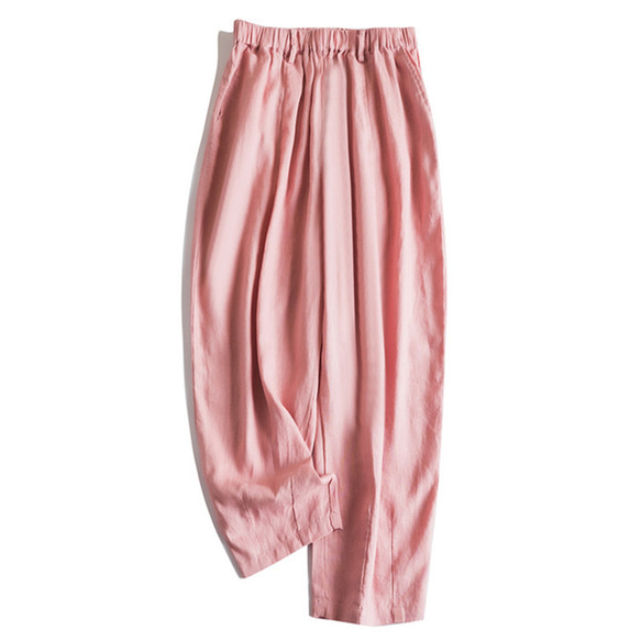 9分丈リネンパンツ　ゴムウエストリネンパンツ　5色　M-Lサイズ　L636 14枚目の画像