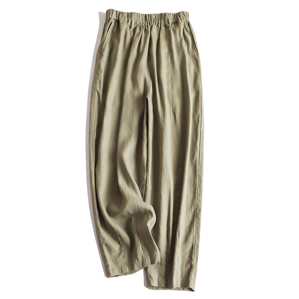 9分丈リネンパンツ　ゴムウエストリネンパンツ　5色　M-Lサイズ　L636 15枚目の画像