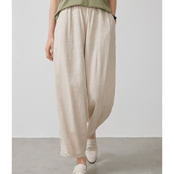 9分丈リネンパンツ　ゴムウエストリネンパンツ　5色　M-Lサイズ　L636 20枚目の画像