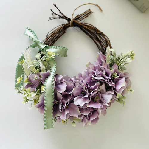 ◇ハーフリース◇紫陽花◇ナチュラルリース◇リース ハーフリース 紫陽花リース｜Yahoo!フリマ（旧PayPayフリマ）