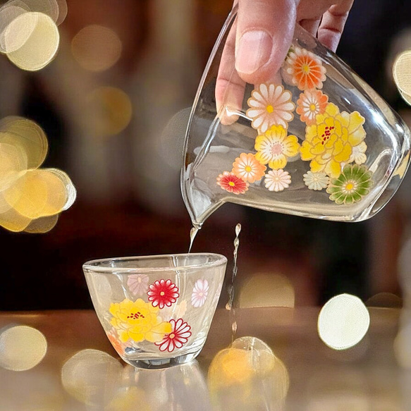 ガラス手びねり片口カップ＆お猪口 和の花 冷酒 お酒 父の日ギフト