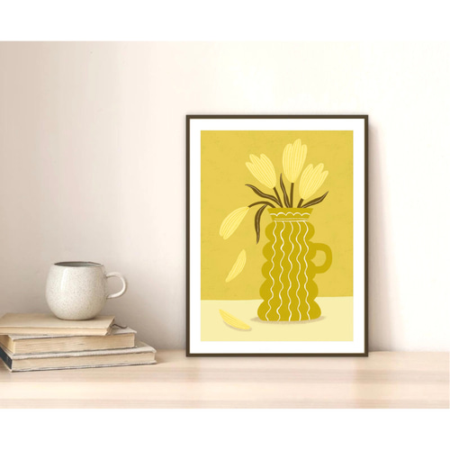 北欧 風 アートポスター【 Tulip 】イエロー :/176/ ナチュラル 黄色
