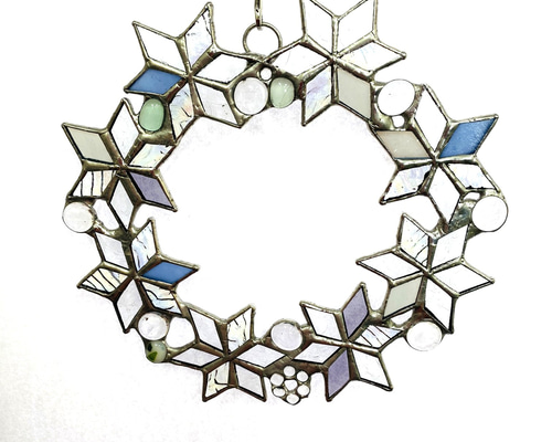 クリアな雪の結晶リース ステンドグラス リース グラスウッド 通販