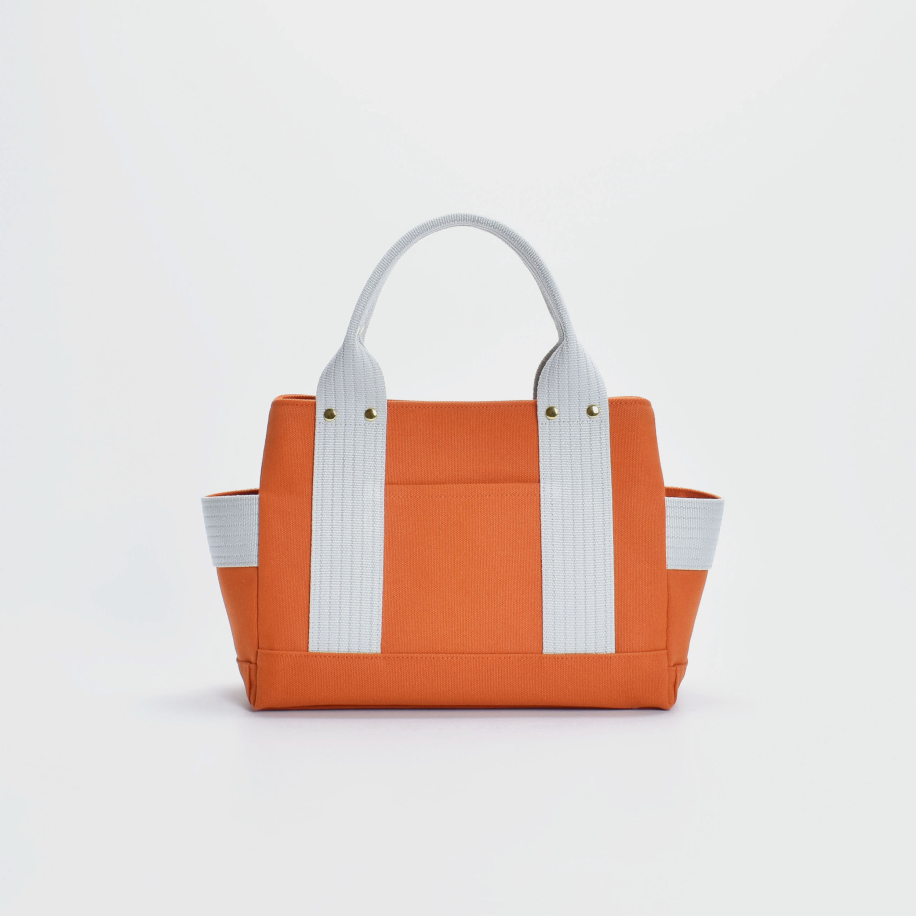 【受注製作】スクエアキャンバストートＳ（オレンジ×ライトグレー）