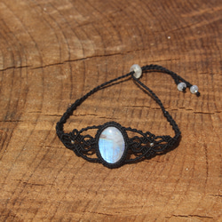 レインボームーンストーン マイクロマクラメ ブレスレット