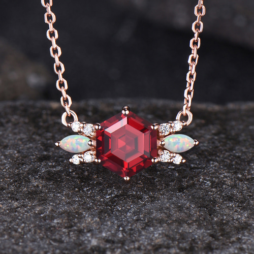 14K 翡翠ルビーオパールペンダントトップ