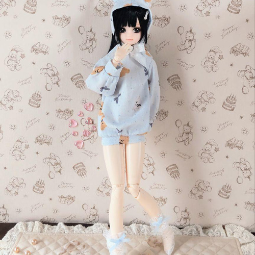 リカちゃん　洋服　トリコロールライン♡パーカー　White ハンドメイド 875【復刻版初代リカちゃん】白のガーゼのワンピース※リカちゃん