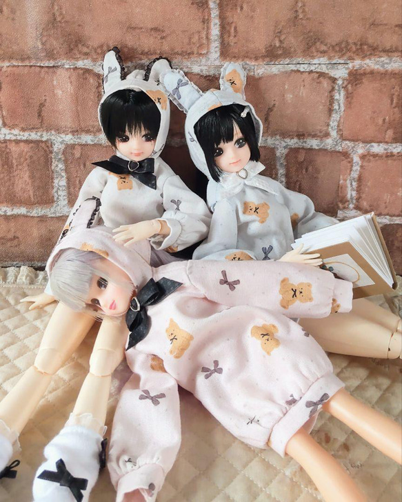 ドール服 リカちゃん 27cmドール うさみみ ゆるパーカー（くま
