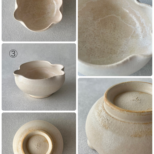 手作り陶器鉢「貫入白釉・丸縁仕上げ」 手作り陶器鉢「貫入白釉・丸縁仕上げ」