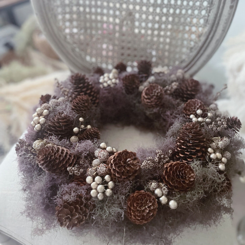 10.スモークツリー丸リース スモークツリー ドライフラワーリース 完成品 | ドライフラワー