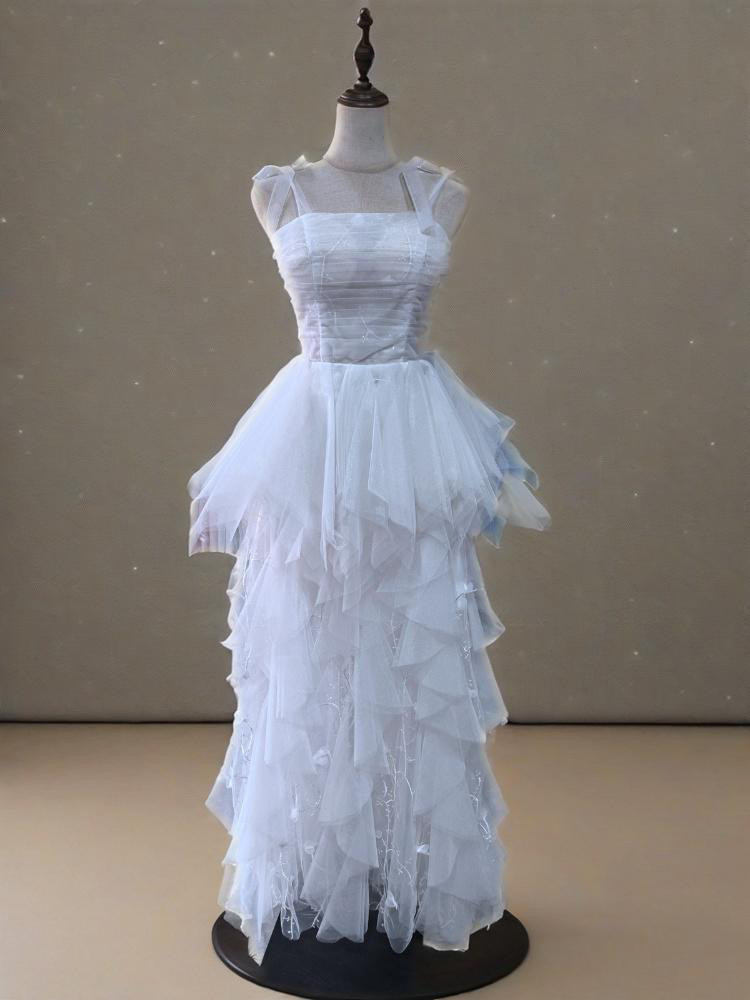 セクシー  ワイヤーハンガー ロマンチック シーケンス ウエディングドレス 柔らかい重ねたチュールスカート結婚式 D88