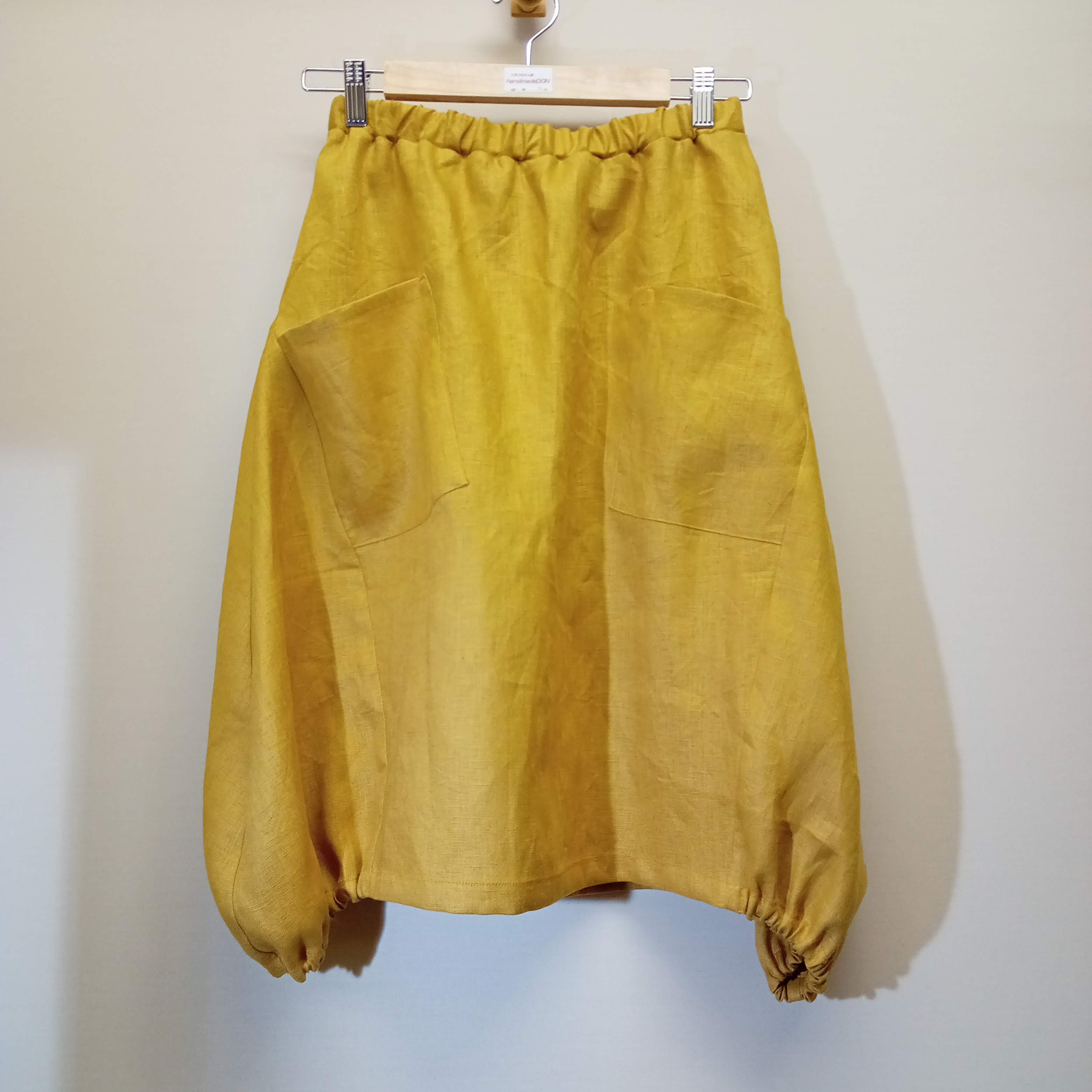 カラーリネン◆バルーンスカート◆マスタード◆M・L・LL（中厚、リネン100％）