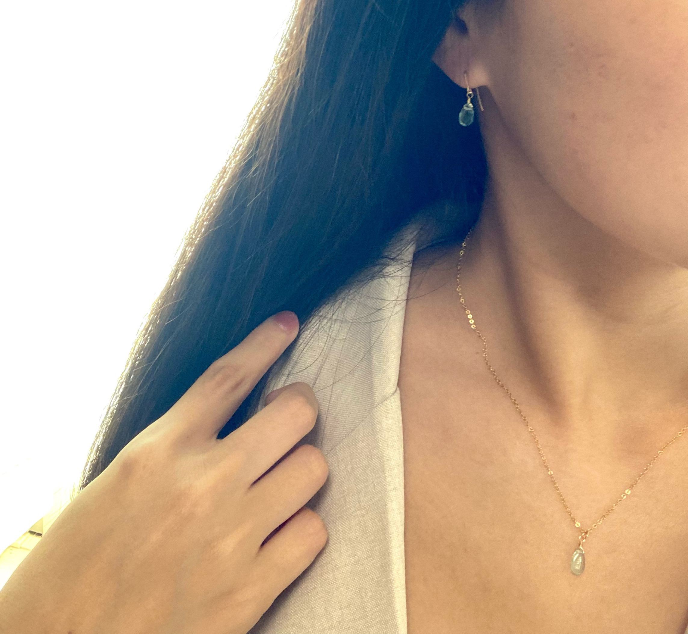 お得なセット 涼やかに波間に溶ける青 14kgfアクアブルーのアパタイトピアス、ネックレス ひんやりセット2025