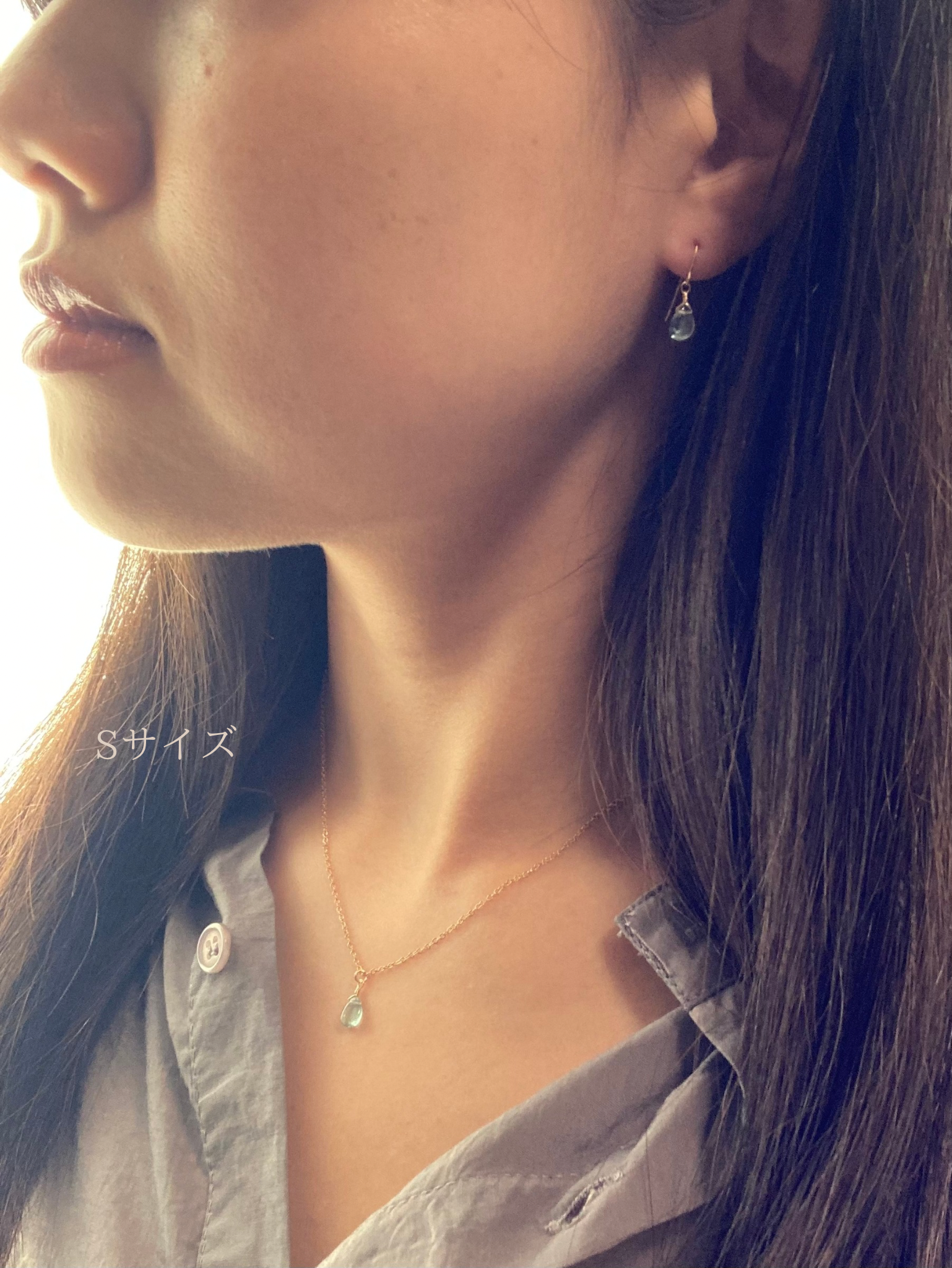 お得なセット 涼やかに波間に溶ける青 14kgfアクアブルーのアパタイトピアス、ネックレス ひんやりセット2025