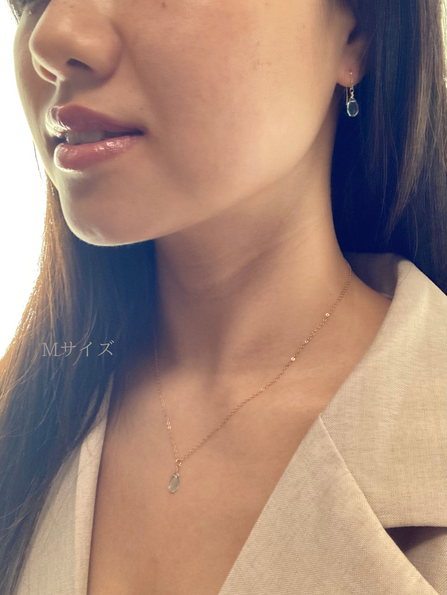 お得なセット 涼やかに波間に溶ける青 14kgfアクアブルーのアパタイトピアス、ネックレス ひんやりセット2025