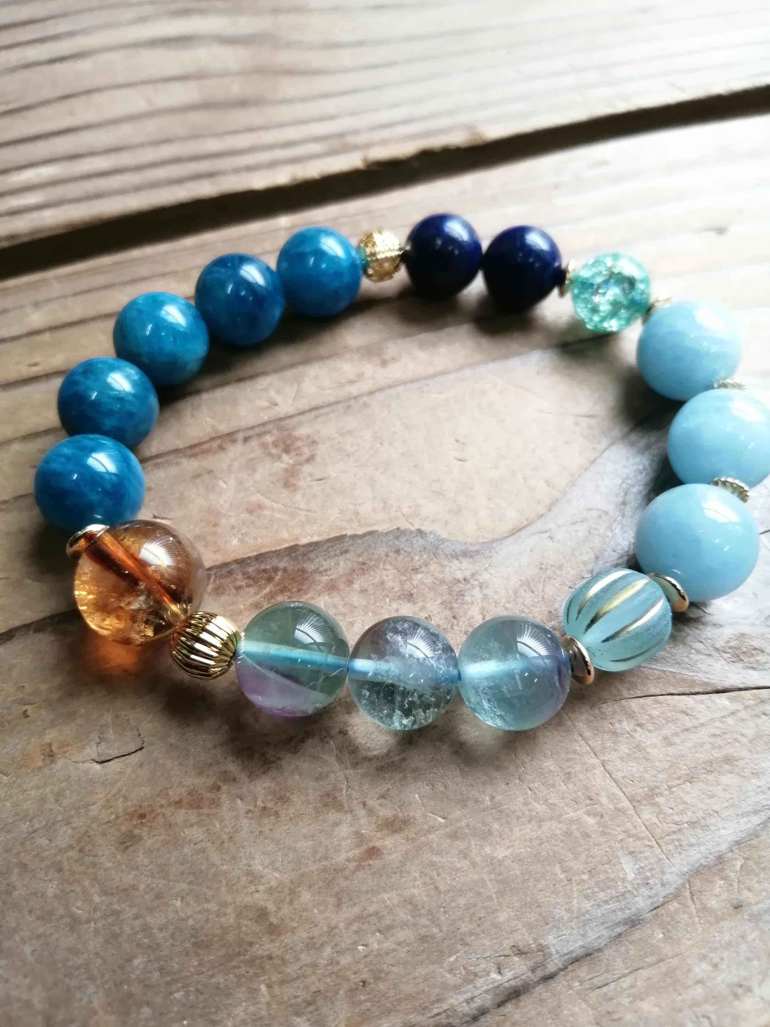 ◆注文制作◆海の輝き、アクアマリンのブレスレット 9500円（送料無料） 12-8mm