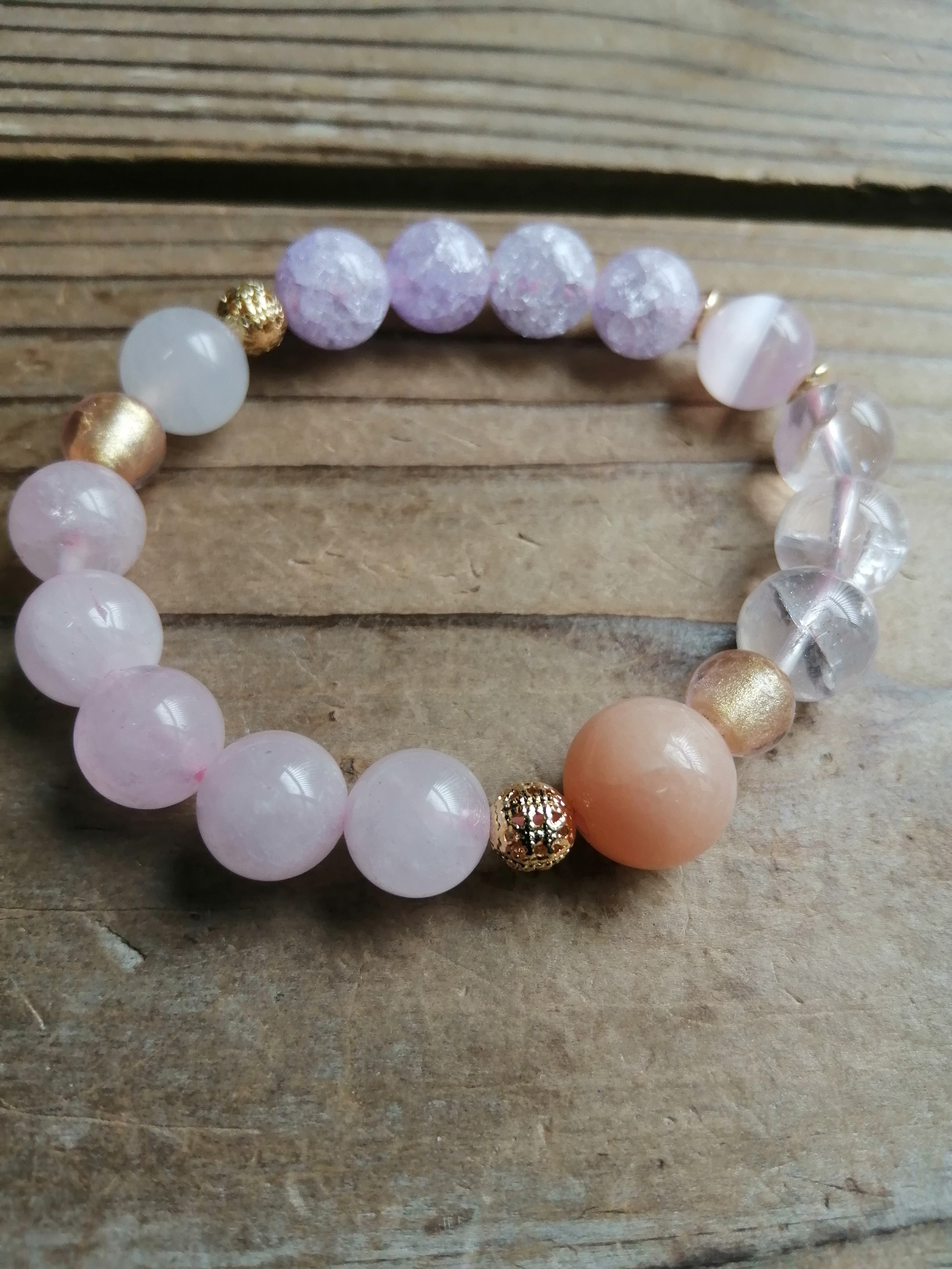 ◆注文制作◆花の咲くローズクォーツのブレスレット 9500円（送料無料）