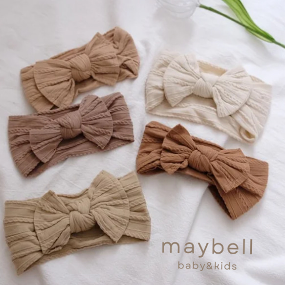 あみあみリボンベビーヘアバンド　white 4枚目の画像