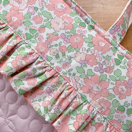 ☆チェリーキルトフリルレッスンバッグ30×42×5＊リバティ・ベッツィ