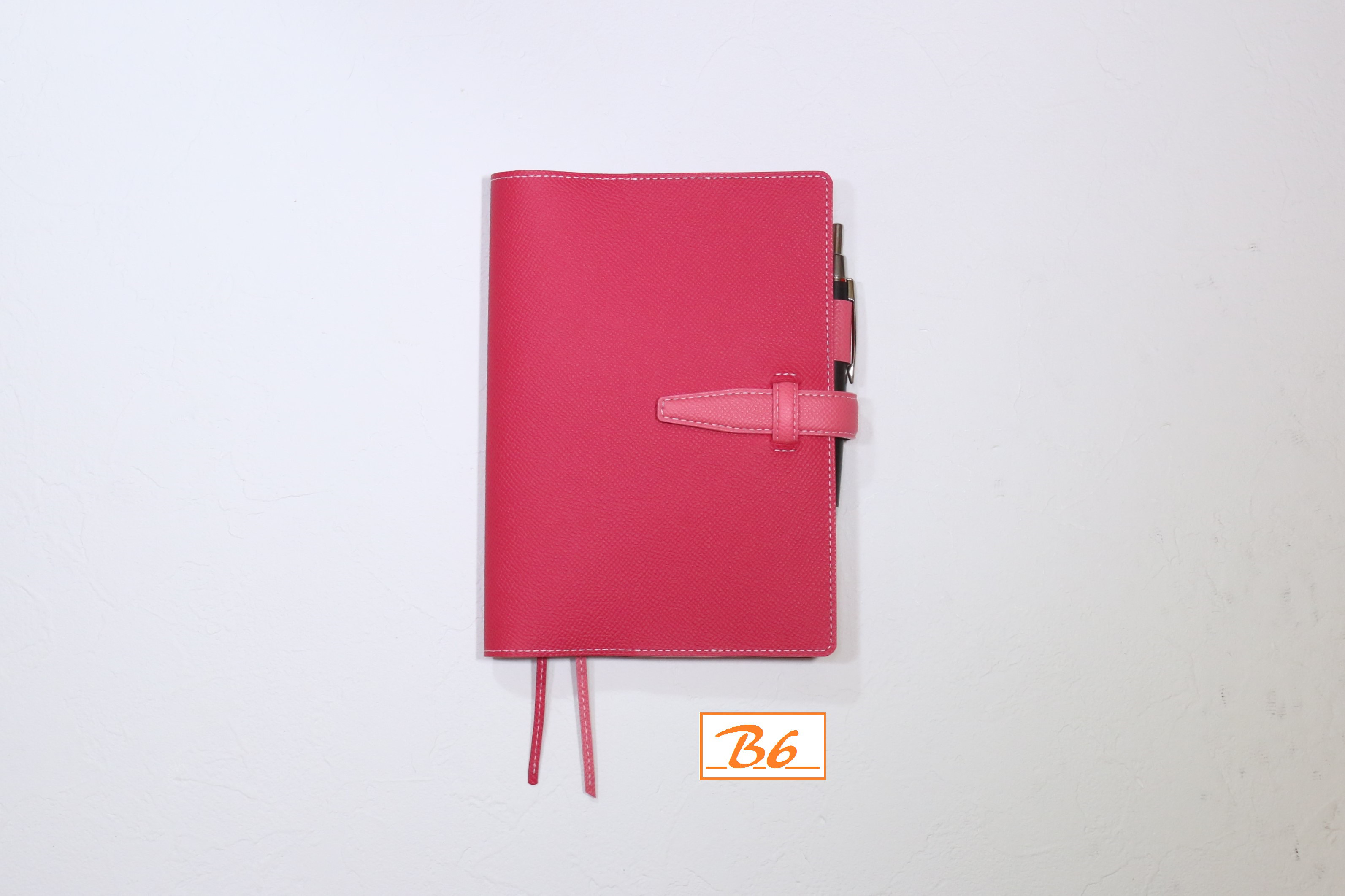 [フランス製高級皮革] 手帳カバー［B6サイズ］いちごみたいなピンク　T837
