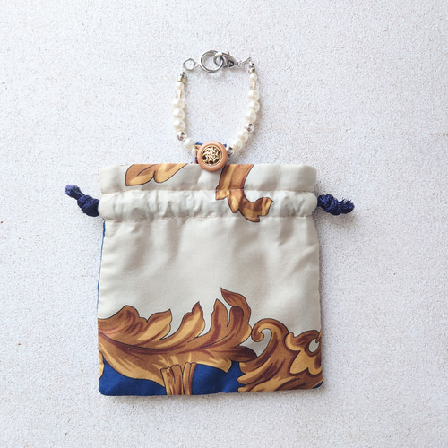 ヴィンテージスカーフ ミニ巾着バッグチャーム（NV） 巾着袋 tty 通販