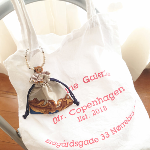 ヴィンテージスカーフ ミニ巾着バッグチャーム（NV） 巾着袋 tty 通販