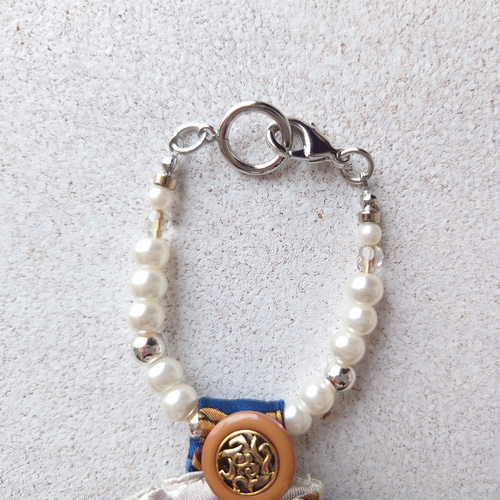 巾着　チャーム　ハンドメイド ヴィンテージスカーフ ミニ巾着バッグチャーム（NV） 巾着袋 tty