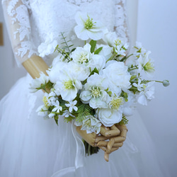 ホワイトアネモネとチューリップのパステルブーケ＆ブートニア ホワイトアネモネとチューリップのパステルブーケ＆ブートニア