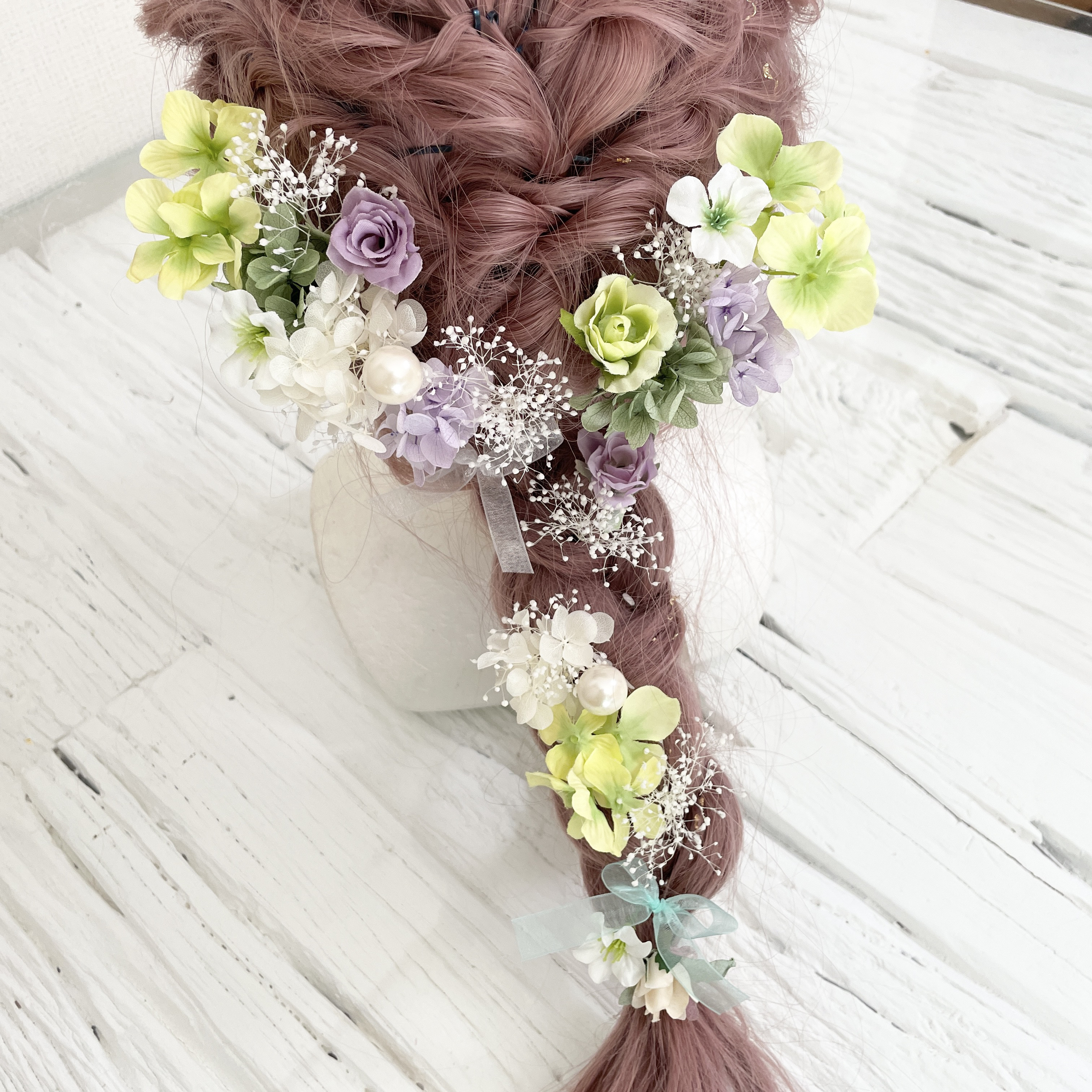 グリーン　パープル　髪飾り　ヘッドドレス　ラプンツェル