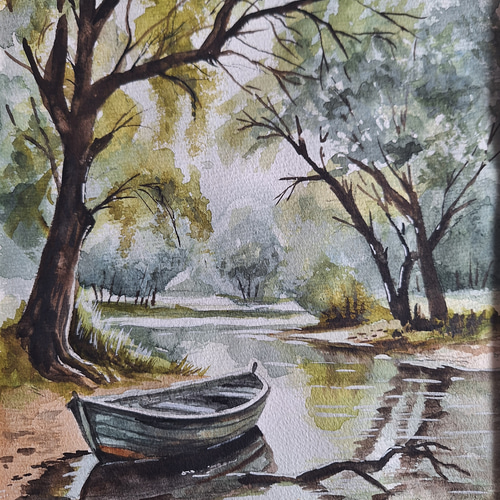 水彩画 静寂な刻 絵画 makochin 通販 19347442｜Creema(クリーマ)