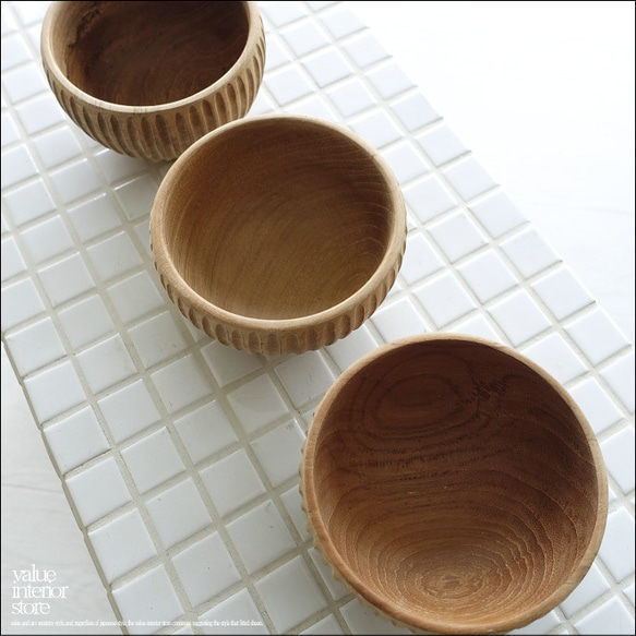 チーク無垢材 お椀/N11cm 小鉢 サラダボウル 丸小鉢 ご飯茶碗 飯碗 木製食器 木の食器 アウトドア食器 6枚目の画像