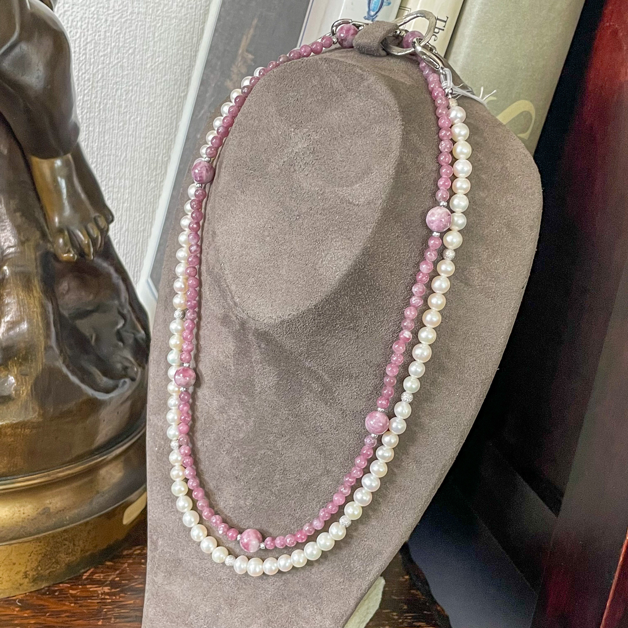 ピンクトルマリン×淡水パールの4wayネックレス