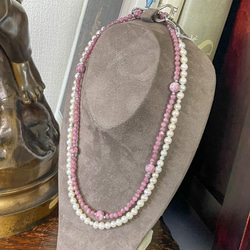 ピンクトルマリン×淡水パールの4wayネックレス ネックレス・ペンダント