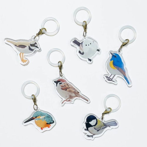野鳥選べるアンブレラマーカー バッグチャームにも 雨の日 梅雨 傘