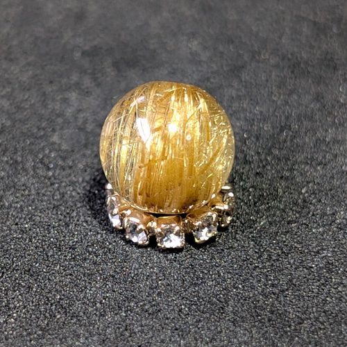 ゴールド キャッツアイルチル 8ミリ 1粒売り 金針水晶 パワーストーン お守り ギラギラ輝くキャッツアイルチル クォーツ 8ミリ 1粒売り 金銭運