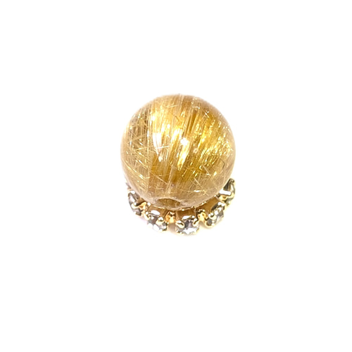 ゴールド キャッツアイルチル 8ミリ 1粒売り 金針水晶 パワーストーン お守り ギラギラ輝くキャッツアイルチル クォーツ 8ミリ 1粒売り 金銭運