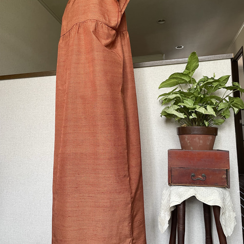 秋冬〜春 つむぎ 紬【着物リメイク】ワンピース ゆったり スッキリ細身