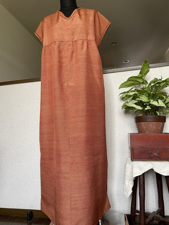 秋冬〜春 つむぎ 紬【着物リメイク】ワンピース ゆったり スッキリ細身