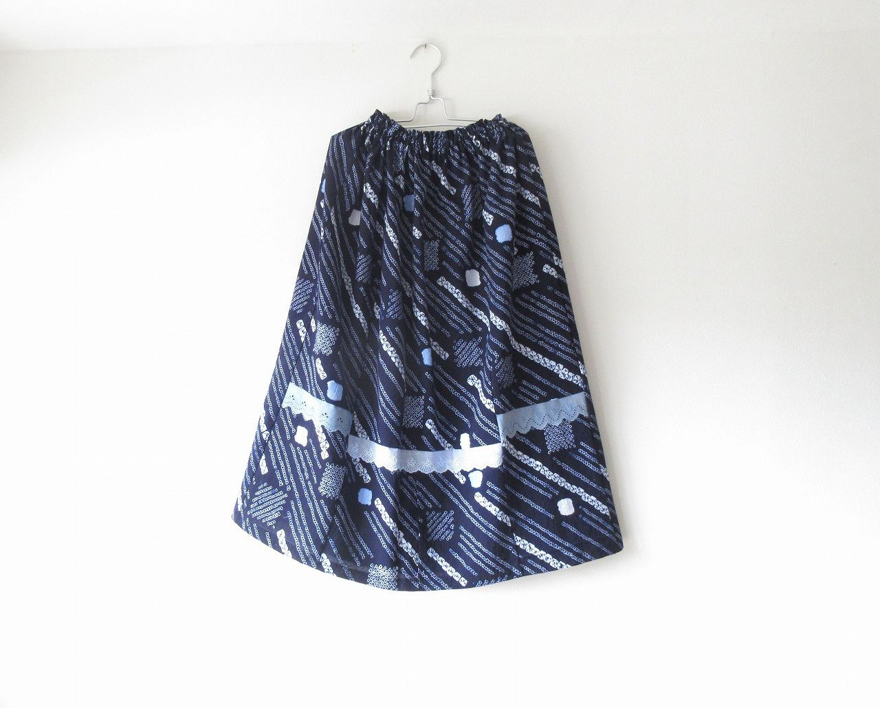 ☆浴衣ミディロングスカート☆絞り風＆レース♪/32ys024