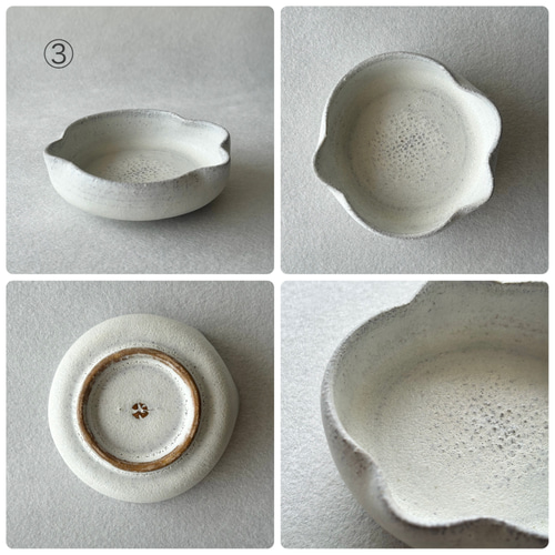 白釉 花形平小鉢①②③ お椀・ボウル・鉢 LA POTERIE SAKURA