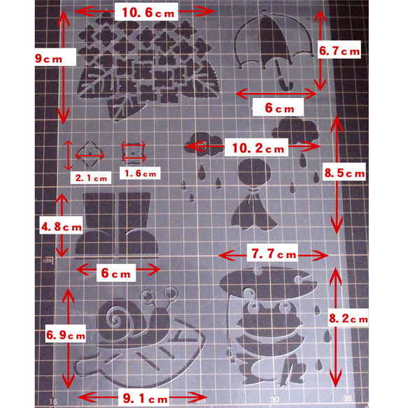 梅雨　カエル　カタツムリ　紫陽花　NO725　ステンシルシート　型紙 図案 2枚目の画像