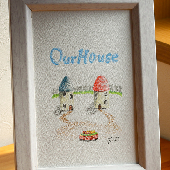 手描きイラスト　色鉛筆画　リクエスト ちっちゃな飛び出た目たち(1)手描きイラスト。色鉛筆画。オリジナル