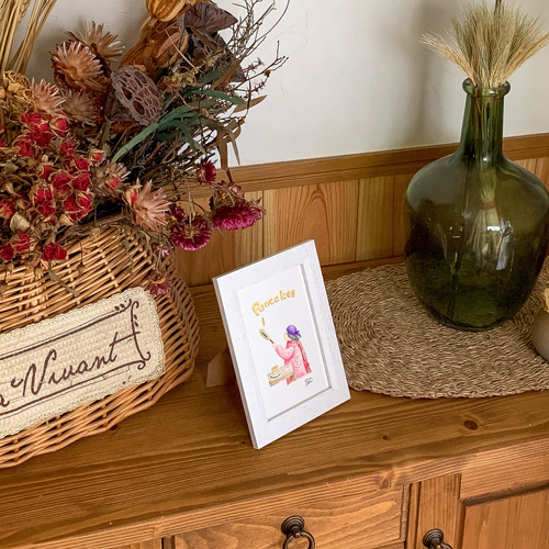 ハガキサイズ ほのぼの癒しのオリジナル手描き色鉛筆画 母さんの