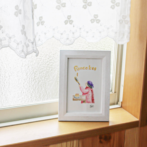 ハガキサイズ ほのぼの癒しのオリジナル手描き色鉛筆画 母さんの